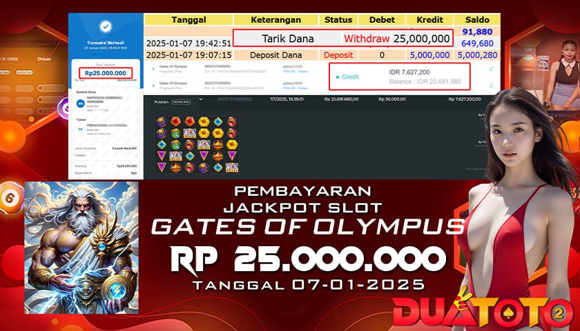 BUKTI PEMBAYARAN JACKPOT SLOT GATES OF OLYMPUS 07-01-2025