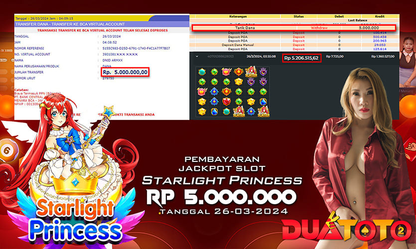 BUKTI PEMBAYARAN JACKPOT SLOT STARLIGHT PRINCES 1000 26-03-2024