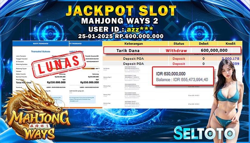 BUKTI PEMBAYARAN JACKPOT SLOT MAHJONG WAYS 25-01-2025