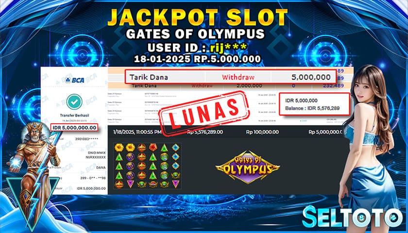 BUKTI PEMBAYARAN JACKPOT SLOT GATES OF OLYMPUS 18-01-2025